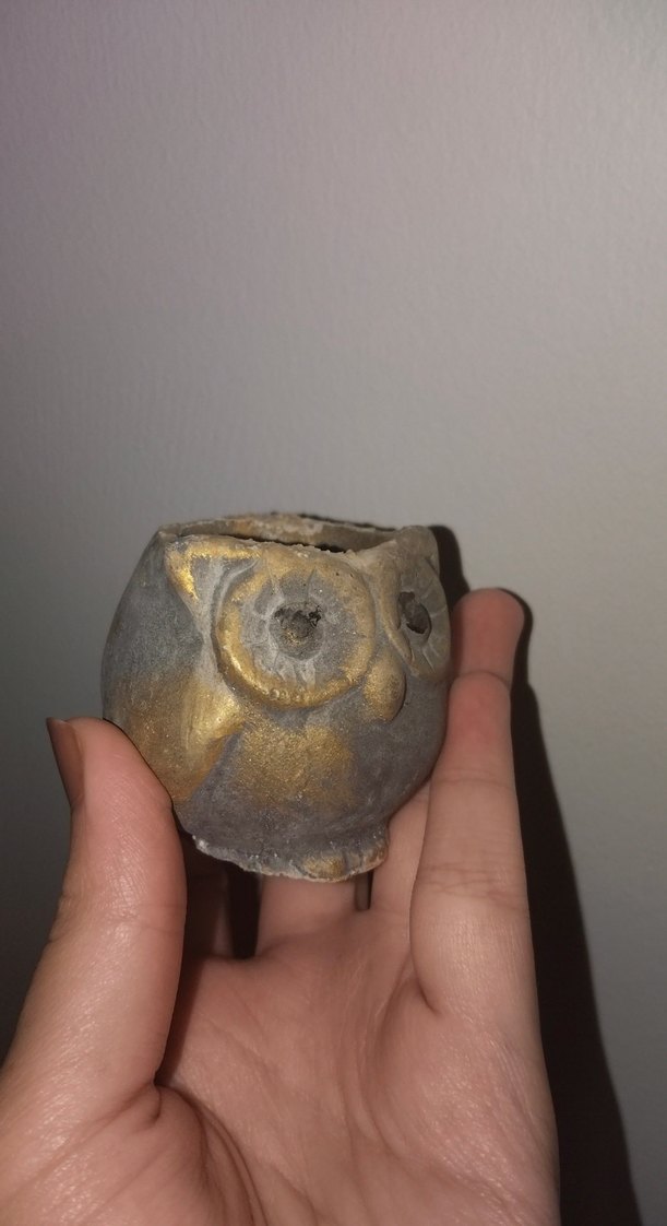 Bej Gri Baykuş Figürin - Görsel 2