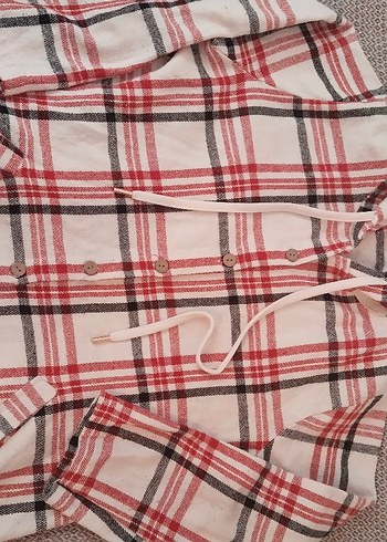 Kapüşonlu Ekose Desenli Kadın Gömlek - Görsel 3