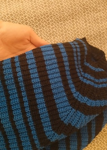 Trendyol Mavi Siyah Çizgili Kadın Kazak - Görsel 4