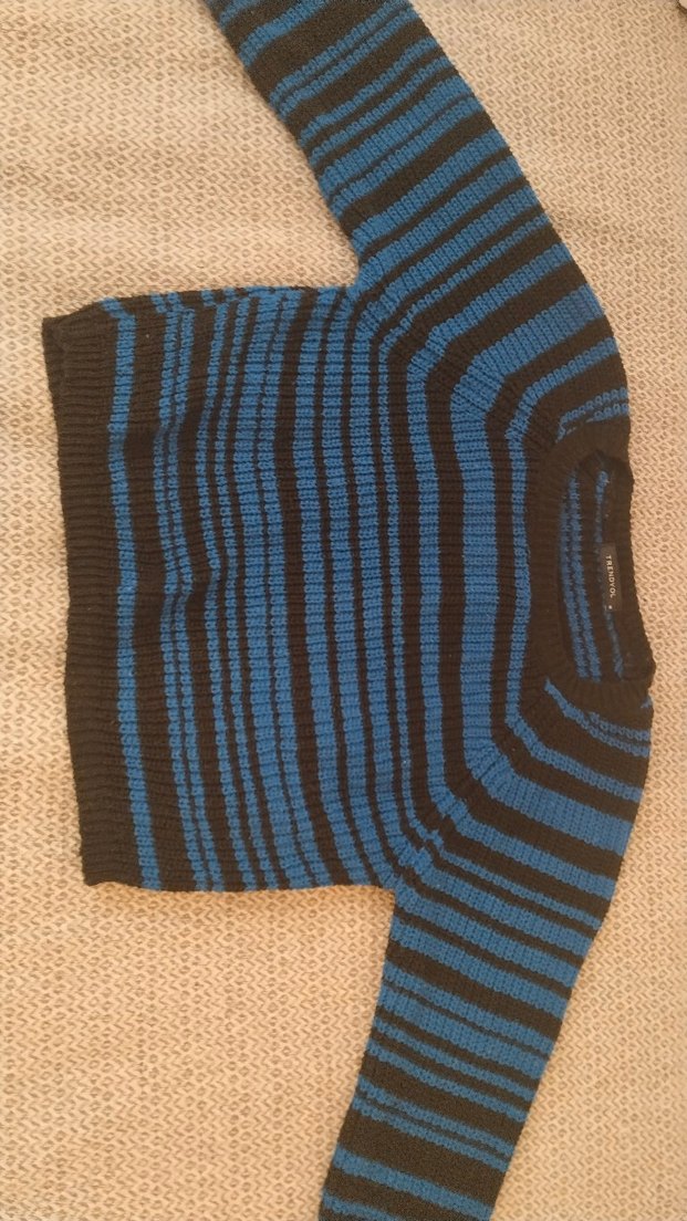 Trendyol Mavi Siyah Çizgili Kadın Kazak - Görsel 2