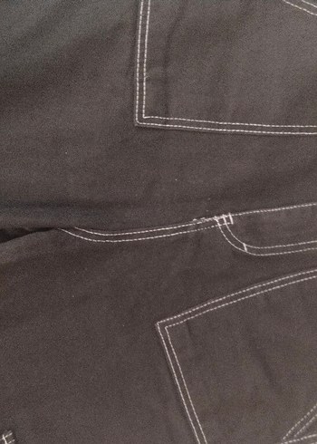 Düğmeli Siyah Kadın Bol Kesim Denim Pantolon - Görsel 3