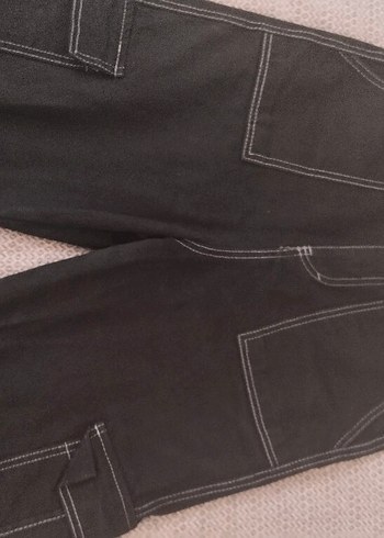 Düğmeli Siyah Kadın Bol Kesim Denim Pantolon - Görsel 2