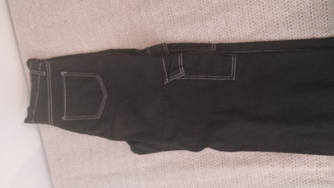 Düğmeli Siyah Kadın Bol Kesim Denim Pantolon - Görsel 4