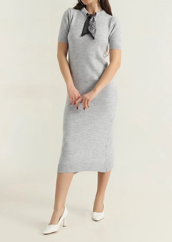 Kısa Kollu Triko Elbise - Görsel 2