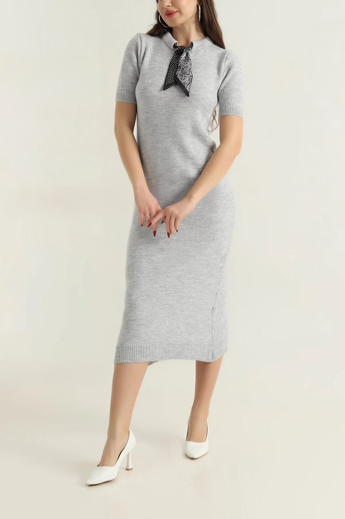 Kısa Kollu Triko Elbise - Görsel 2