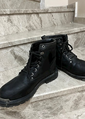 Erkek Siyah Deri Biker Botlar - Görsel 4