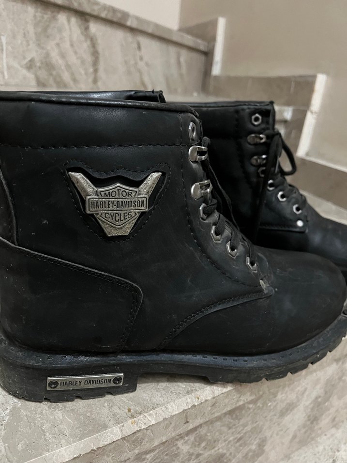 Erkek Siyah Deri Biker Botlar - Görsel 3