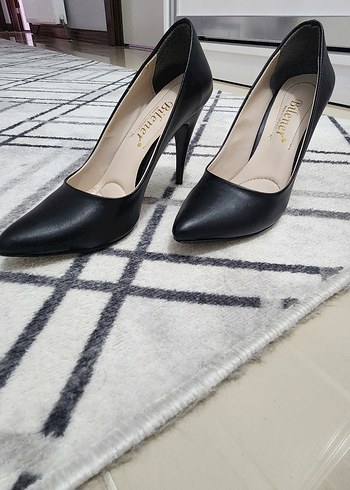 Klasik Siyah Stiletto Topuklu Kadın Ayakkabı 10 cm topuk - Görsel 3