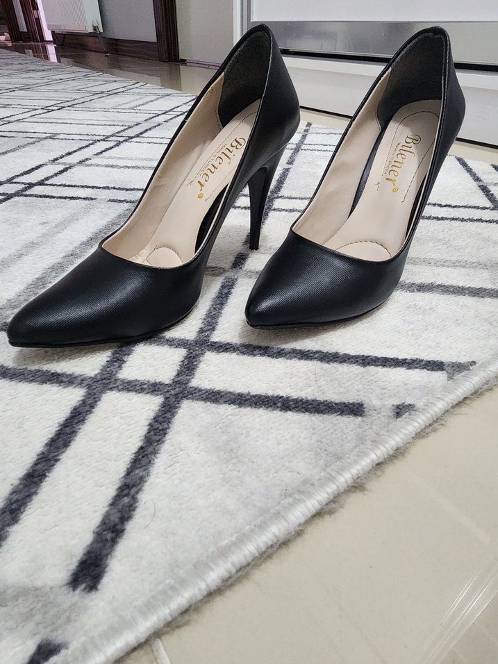 Klasik Siyah Stiletto Topuklu Kadın Ayakkabı 10 cm topuk - Görsel 3