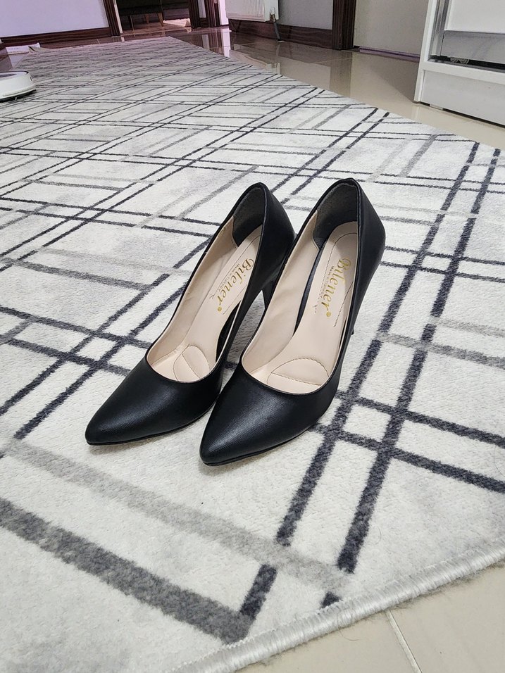 Klasik Siyah Stiletto Topuklu Kadın Ayakkabı 10 cm topuk - Görsel 2