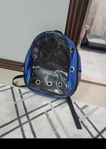 Koyu Mavi Sırt Çantası Evcil Taşıyıcı 
kutu ve tasma3lü set - Görsel 2