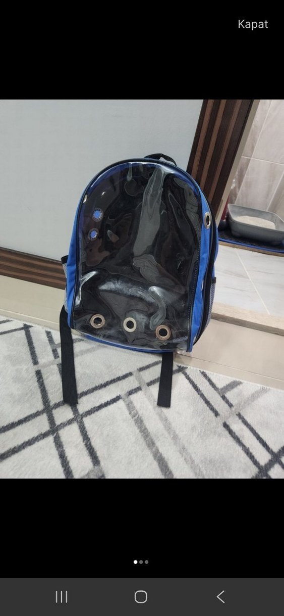 Koyu Mavi Sırt Çantası Evcil Taşıyıcı 
kutu ve tasma3lü set - Görsel 4