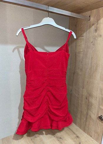 Kırmızı mini boy elbise - Görsel 2