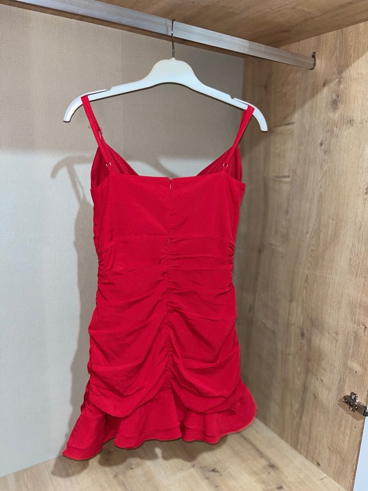 Kırmızı mini boy elbise - Görsel 4