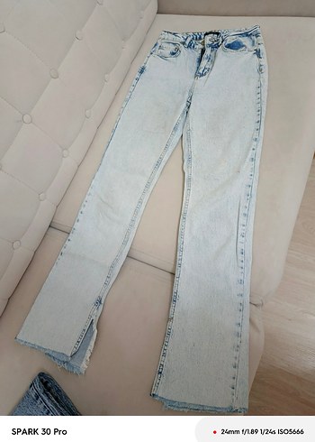 34 Beden Gri Midi Boy Street Style Kadın Kot Pantolon