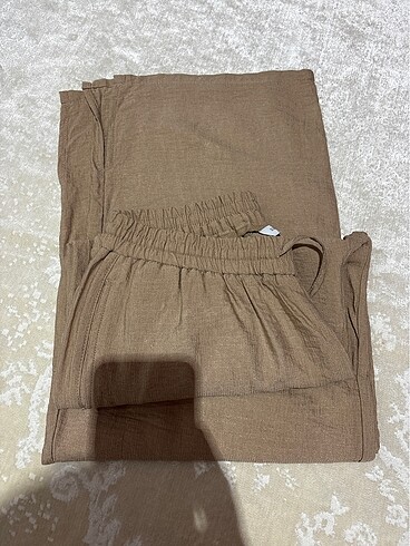 42 Beden camel Renk polo kum rengi keten pantolon