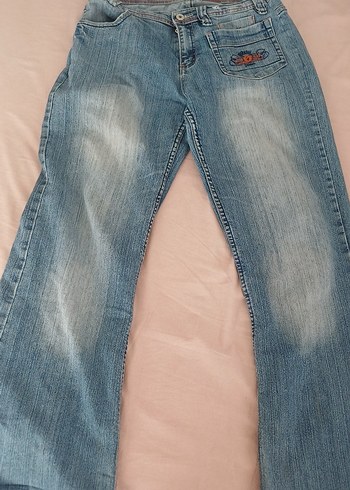 Diğer Acik Mavi Yikamali Rahat Denim Jean
