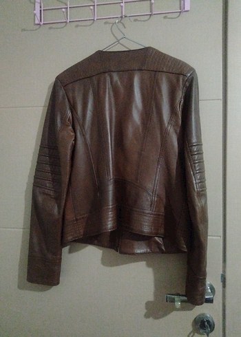 Paulmark Kahverengi Kadın Deri Biker Ceket