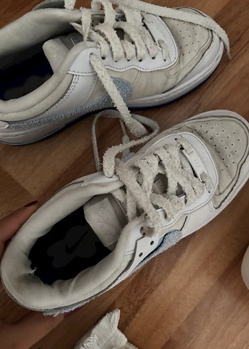 36 Beden Nike Beyaz Gri Bağcıklı Platform Spor Ayakkabı