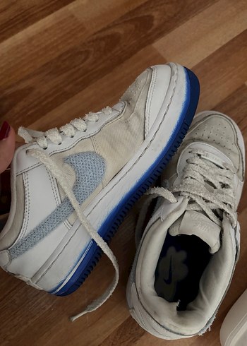 Nike Nike Beyaz Gri Bağcıklı Platform Spor Ayakkabı