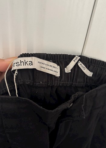 Bershka Siyah Bol Kesim Midi Kot Pantolon