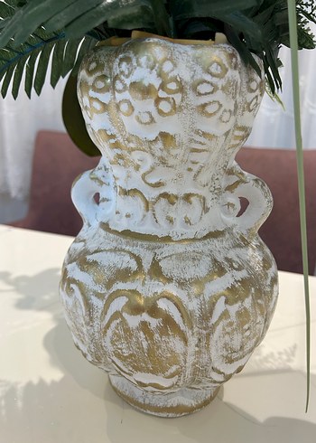 Yapay Mor Orkide ve Yeşil Yapraklı Dekoratif Vazo - Görsel 4