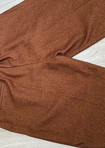 Kemer Detaylı Kahverengi Yün Kadın Pantolon - Görsel 5