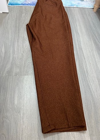 Kemer Detaylı Kahverengi Yün Kadın Pantolon - Görsel 2
