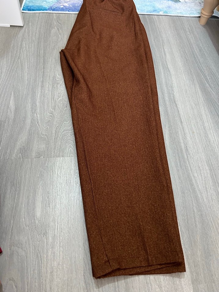 Kemer Detaylı Kahverengi Yün Kadın Pantolon - Görsel 2