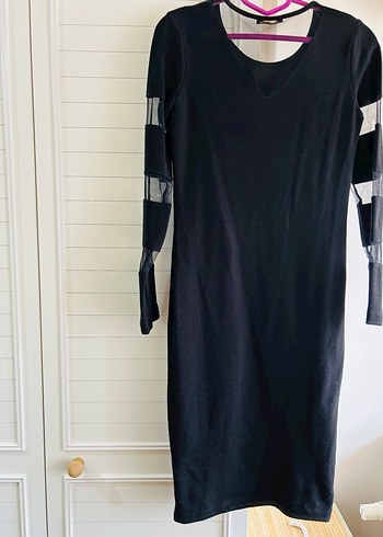 Siyah Uzun Kollu Gotik Triko Elbise - Görsel 2