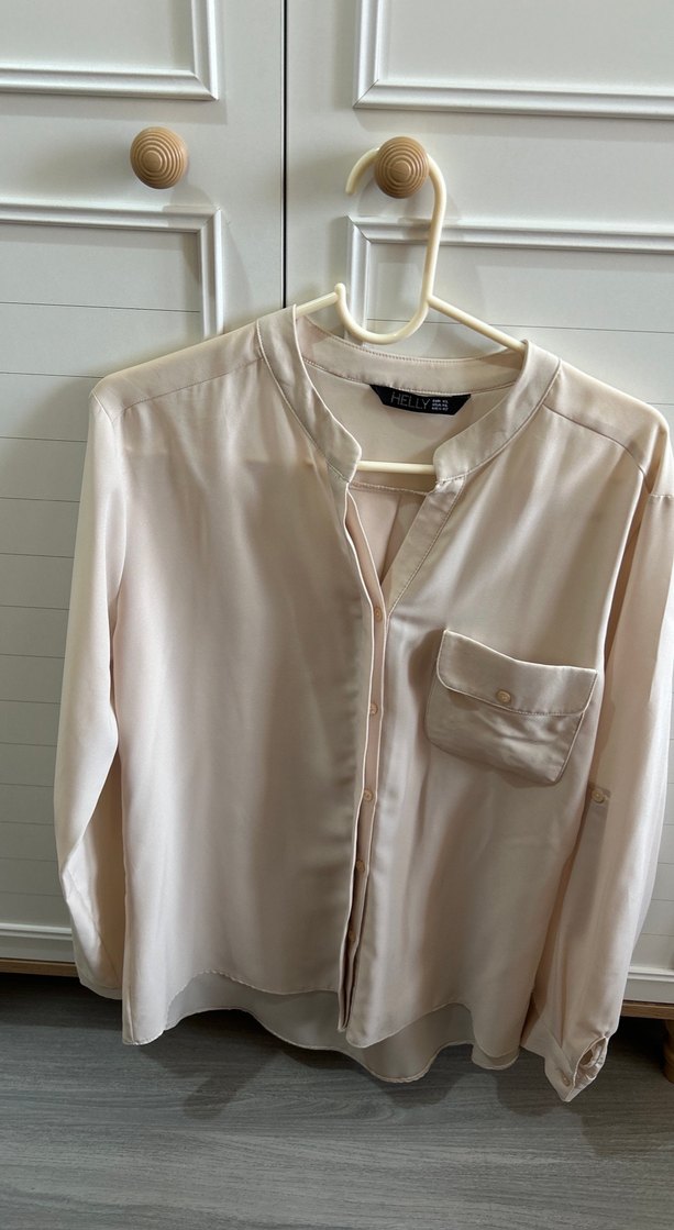 Bej Kadın Uzun Kollu Düğmeli Gömlek - Görsel 4