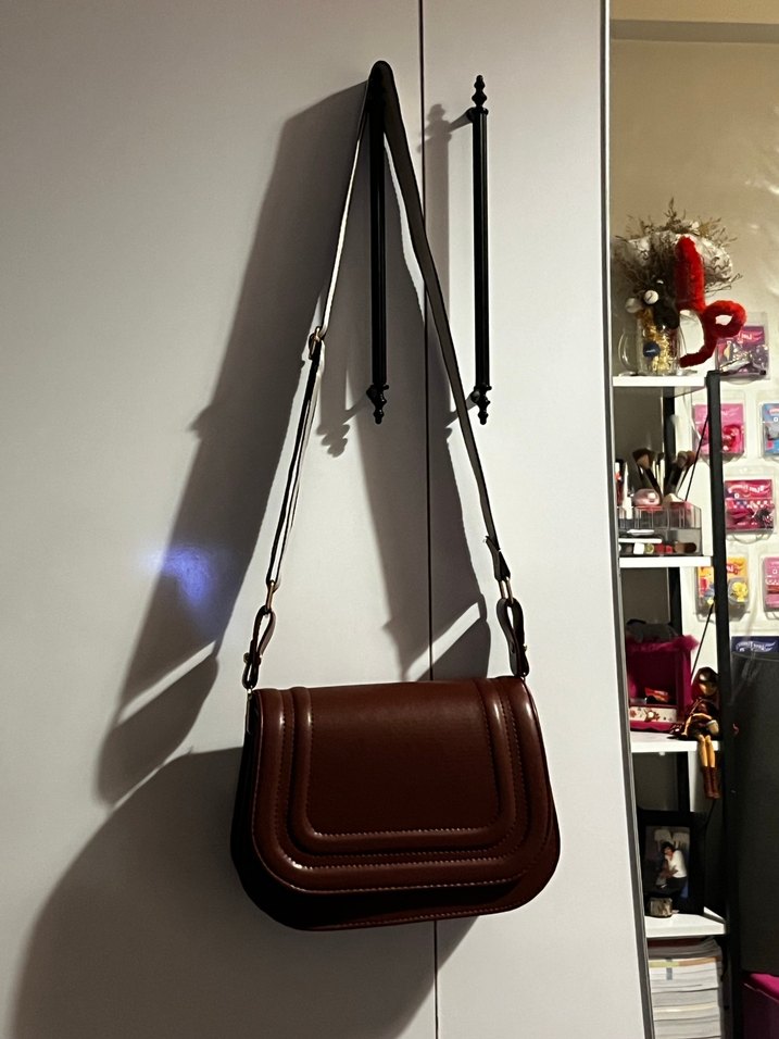 Bordo Deri Kadın Kol Çantası - Görsel 2