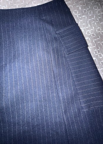 Lacivert Çizgili Mini Etek - Görsel 3