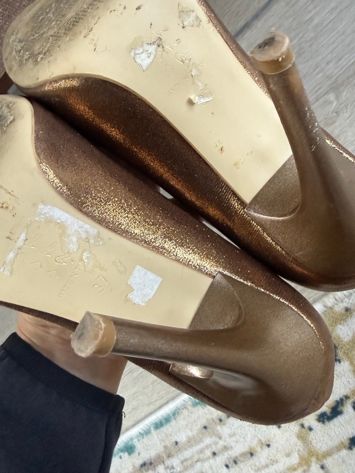 Kahverengi Parlak Deri Stiletto Kadın Ayakkabı - Görsel 4