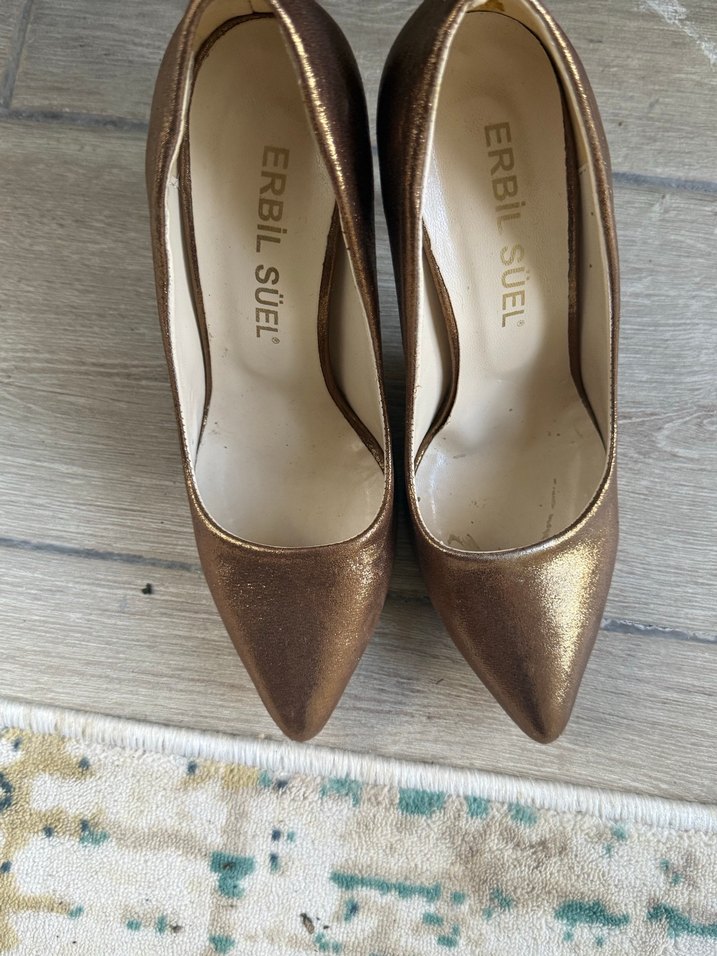 Kahverengi Parlak Deri Stiletto Kadın Ayakkabı - Görsel 2