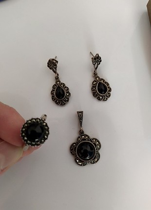Gümüş Oltu taşı takım