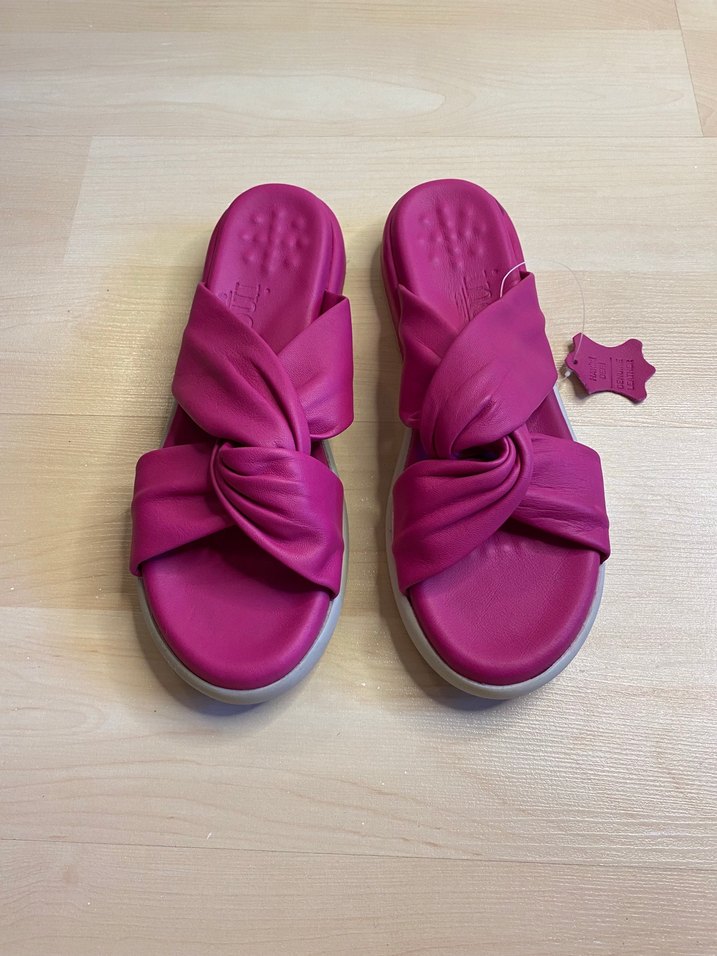 SON FİYATTIR! İNCİ HAKİKİ DERİ FUŞYA TERLİK - Görsel 3