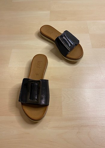 Hakiki deri Tokalı cırtlı Kadın Terlik - Görsel 2