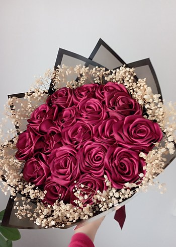 Bordo 18 lı solmayan gül buketi - Görsel 2