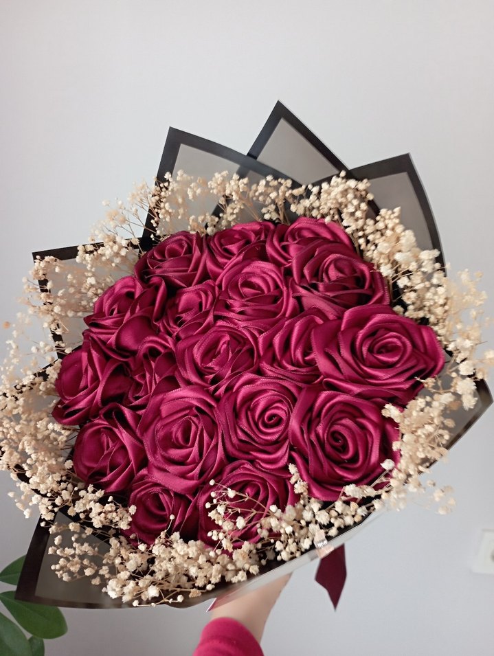 Bordo 18 lı solmayan gül buketi - Görsel 2