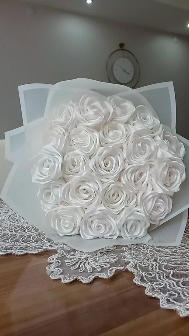 beyaz gül demeti - Görsel 4