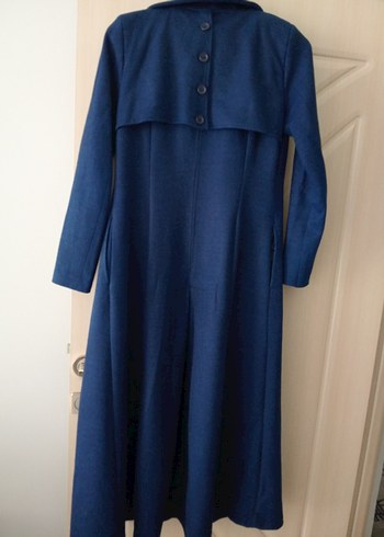 Düğmeli Lacivert Kadın Uzun Kaban - Görsel 2