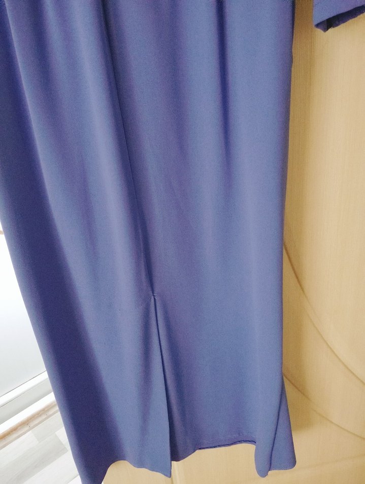 Uzun Kollu Drapeli Mavi Kadın Elbise - Görsel 4