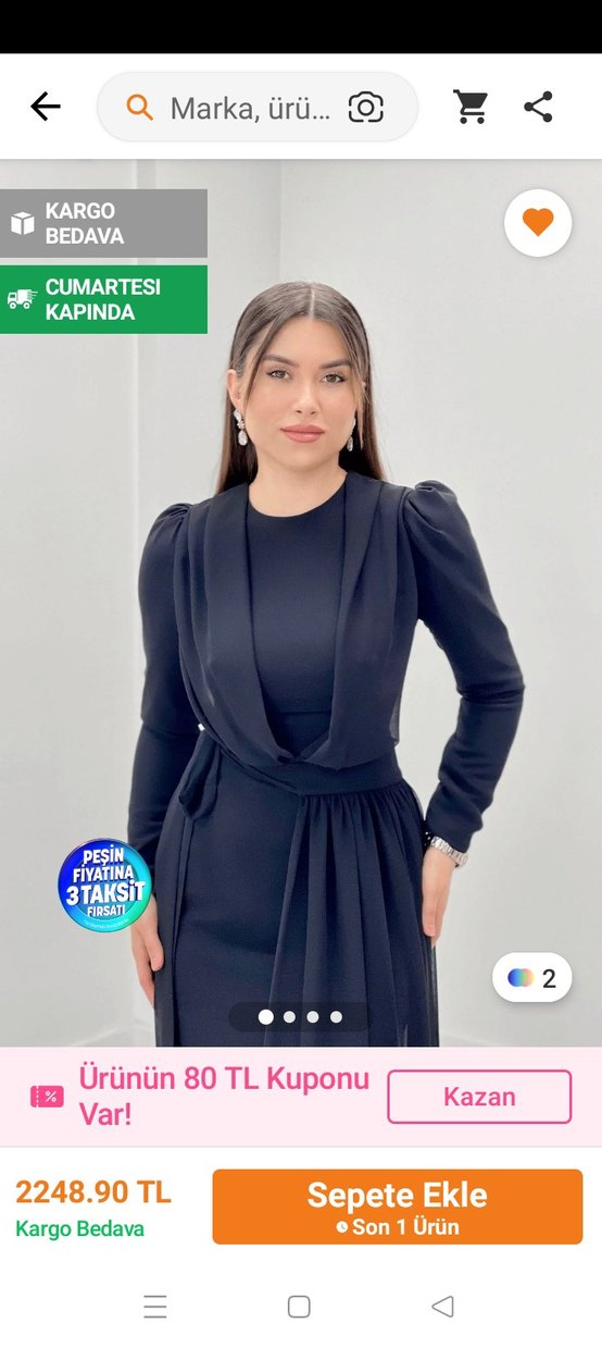 Drapeli Siyah Uzun Kollu Uzun Elbise - Görsel 2