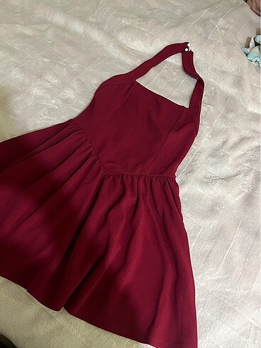 m Beden Mini bordo elbise