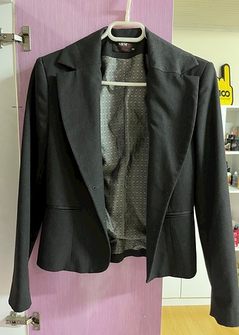 Düğmeli Gri Kadın Blazer Ceket - Görsel 3