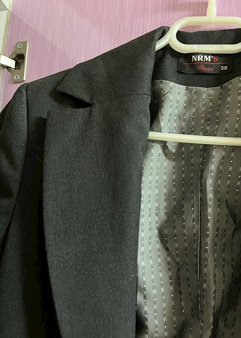 Düğmeli Gri Kadın Blazer Ceket - Görsel 4