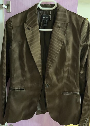 Mango kahve çizgili blazer ceket - Görsel 2