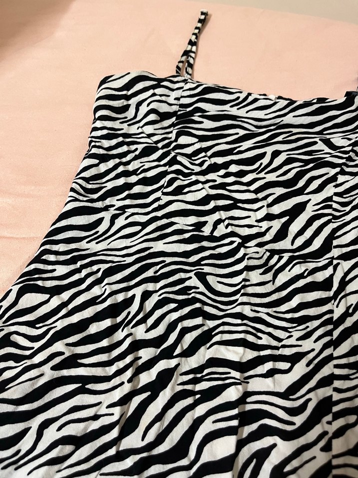 Zebra Desenli Strappy Mini Elbise - Görsel 2