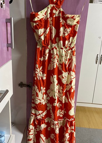 Nar Cicegi Desenli Uzun Bohem Elbise - Görsel 3